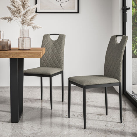 Set Of 6 Monza Fabric Dining Chair Modern Padded Seat Metal Legs Kitchen (Grey) (1/5)
