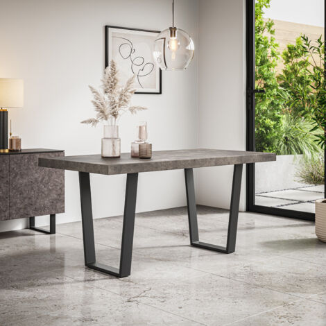 Aria Dining Table Modern Grey Table Top w Black Legs