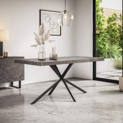 Donni Dining Table Modern Grey Table Top w Black Legs (1/4)