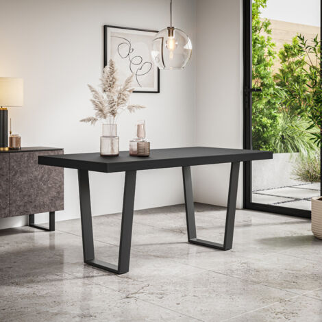 Aria Dining Table Modern Black Table Top w Black Legs