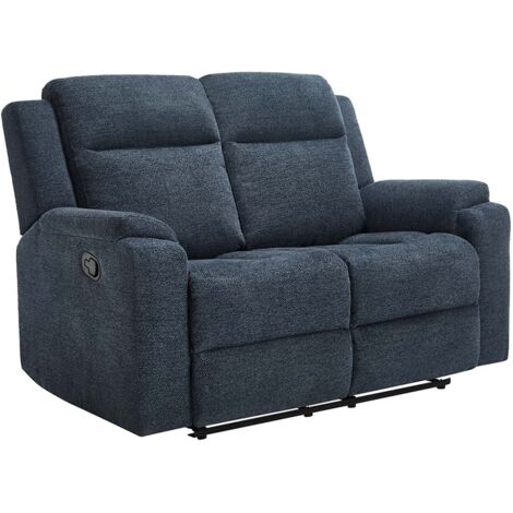 ORKA 2 SEATER FABRIC MANUAL RECLINER SOFA (Blue)