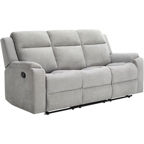 ORKA 3 SEATER FABRIC MANUAL RECLINER SOFA (Grey)