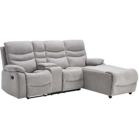 AVON CHAISE FABRIC MANUAL RECLINER SOFA (Grey)