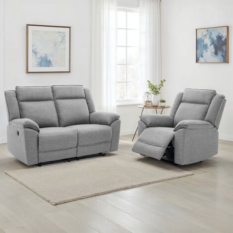 Skye 2+1 Linen Electric Recliner Sofa Set (Grey) (1/5)