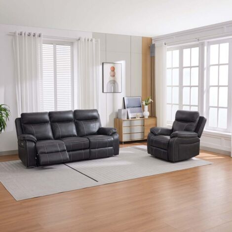 Vinson Electric Recliner 1+3 Seater Sofa Set Air Leather With Built-In Plugs & USB-C Charging (1/5)