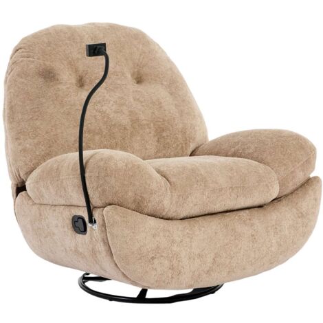 PHOENIX TEDDY SWIVEL & ROCKER MANUAL RECLINER CHAIR OATMEAL (1/5)