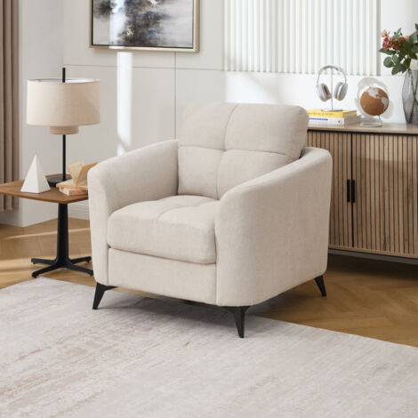Solna Modern Scandi Style Fabric Living Room Chair (Beige)