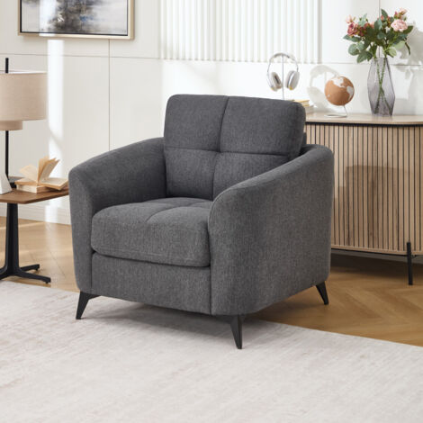 Solna Modern Scandi Style Fabric Living Room Chair (Charcoal) (1/5)