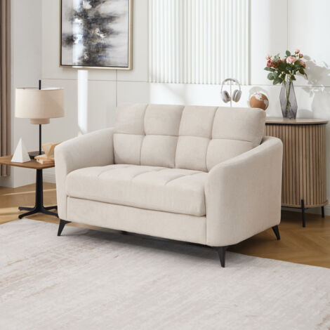 Solna 2 Seater Scandi Style Fabric Living Room Sofa (Beige)