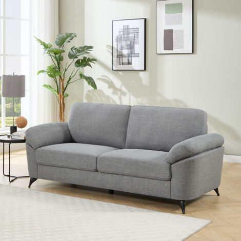 MALMO MODERN SCANDI STYLE FABRIC LIVING ROOM 3 SEATER SOFA GREY (1/5)