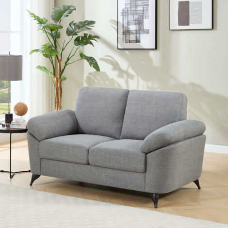 MALMO MODERN SCANDI STYLE FABRIC LIVING ROOM 2 SEATER SOFA GREY