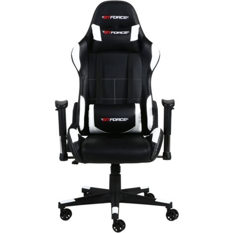 GTFORCE PRO GT LEATHER RACING SPORTS OFFICE CHAIR IN BLACK AND WHITE