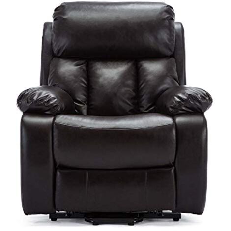 CHESTER BROWN DUAL RISE LEATHER RECLINER CHAIR