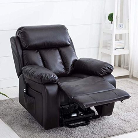 CHESTER BROWN DUAL RISE LEATHER RECLINER CHAIR