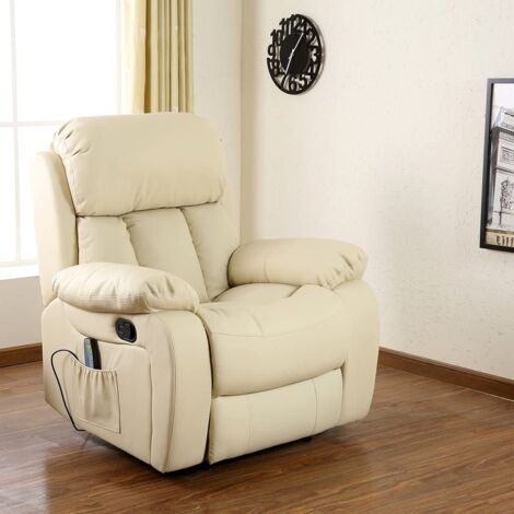 CHESTER CREAM REAL LEATHER RECLINER ARMCHAIR