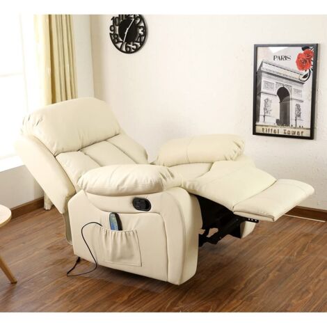 CHESTER CREAM REAL LEATHER RECLINER ARMCHAIR