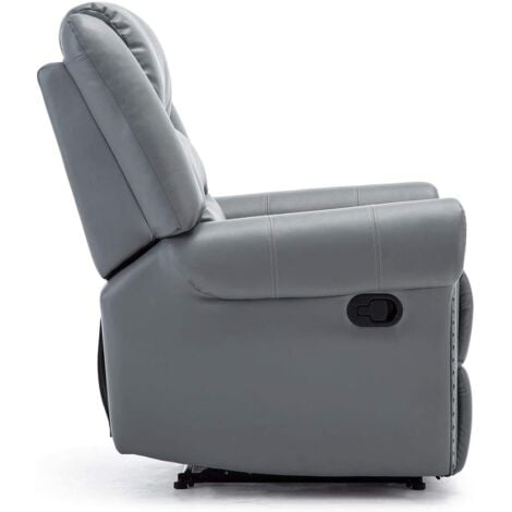 DENVER BONDED LEATHER RECLINER ARMCHAIR STUD SOFA HOME LOUNGE RECLINING ...