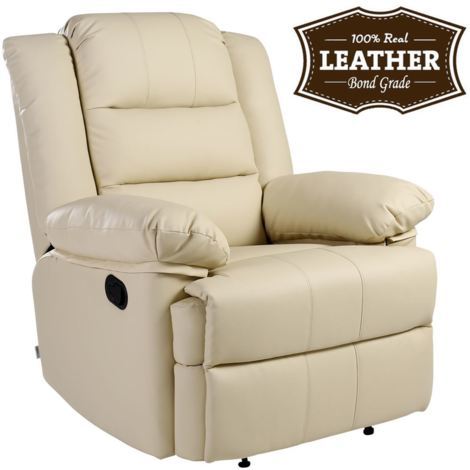 Loxley Leather Recliner Chair - Cream