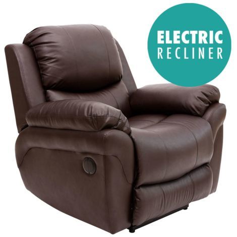 MADISON BROWN AUTOMATIC LEATHER RECLINER CHAIR