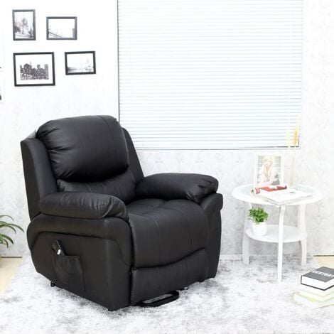 MADISON RISEREC BLACK LEATHER RECLINER