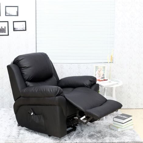 MADISON RISEREC BLACK LEATHER RECLINER