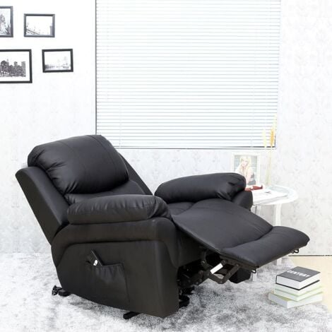 MADISON RISEREC BLACK LEATHER RECLINER