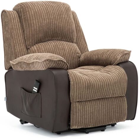 POSTANA BROWN DUAL RISE RECLINER FABRIC ARMCHAIR