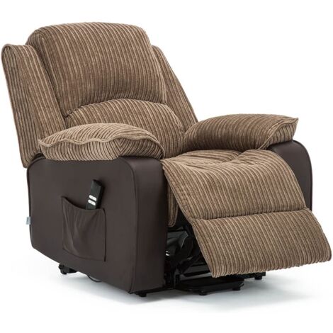 POSTANA BROWN DUAL RISE RECLINER FABRIC ARMCHAIR