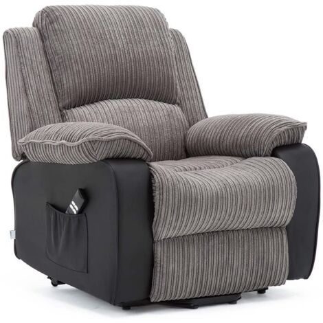 POSTANA GREY DUAL RISE RECLINER FABRIC ARMCHAIR