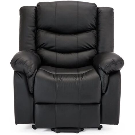 SEATTLE BLACK ELECTRIC RISE LEATHER RECLINER ARMCHAIR SOFA HOME LOUNGE CHAIR