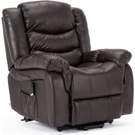 SEATTLE BROWN ELECTRIC RISE LEATHER RECLINER ARMCHAIR SOFA HOME LOUNGE CHAIR