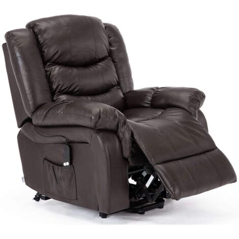 SEATTLE BROWN ELECTRIC RISE LEATHER RECLINER ARMCHAIR SOFA HOME LOUNGE CHAIR