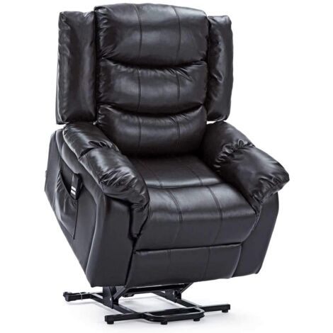 SEATTLE BROWN ELECTRIC RISE LEATHER RECLINER ARMCHAIR SOFA HOME LOUNGE CHAIR