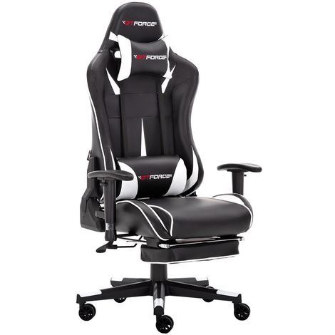 GTFORCE FORMULA RX LEATHER RACING SPORTS OFFICE CHAIR IN BLACK AND WHITE