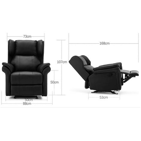 Black leather store rocker recliner chair