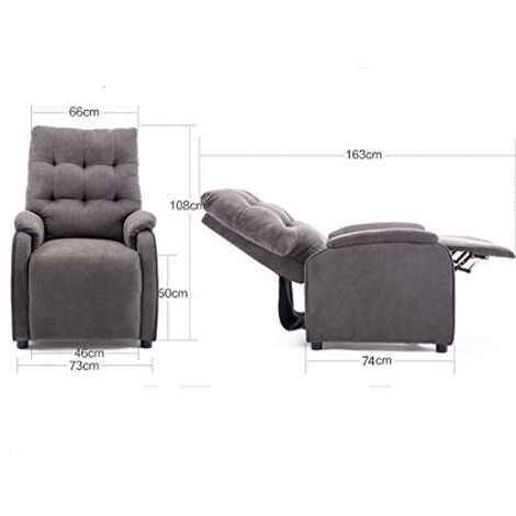 CHARLBURY PUSHBACK FABRIC RECLINER CHAIR - SMOKEY CHARCOAL GREY