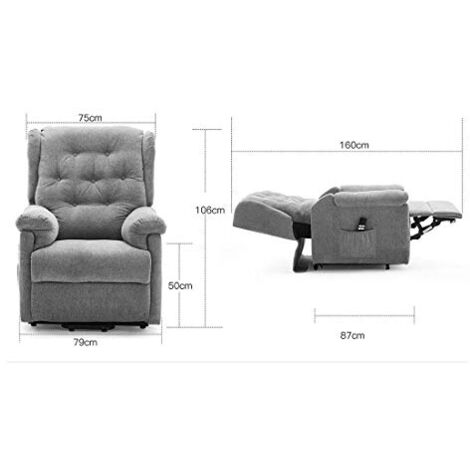BARNSLEY DUAL RISE FABRIC RECLINER GREY