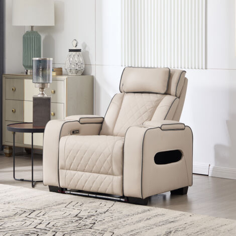 CAPRI ELECTRIC AIR LEATHER RECLINER CHAIR 1 Seater (BEIGE)