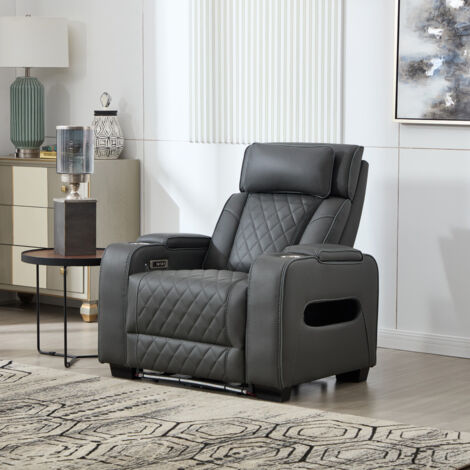 CAPRI ELECTRIC AIR LEATHER RECLINER CHAIR 1 Seater (CHARCOAL)