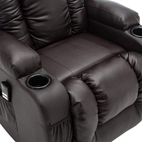 CAESAR DUAL MOTOR RISER RECLINER WINGED LEATHER ARMCHAIR MASSAGE HEATED ...