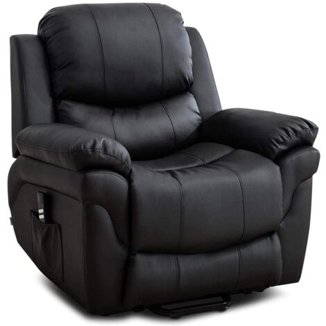 MADISON BLACK DUAL RISE LEATHER RECLINER