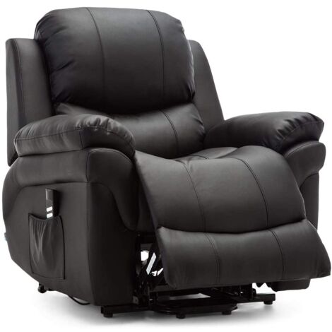 MADISON BLACK DUAL RISE LEATHER RECLINER