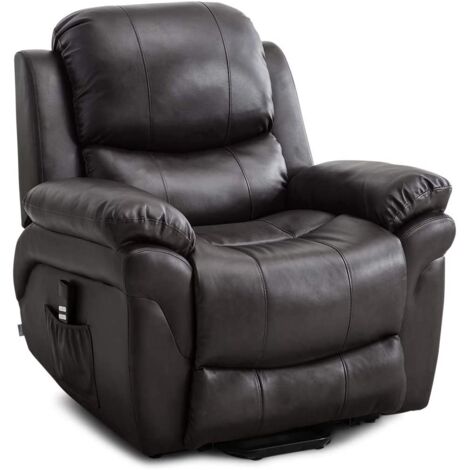 MADISON BROWN DUAL RISE LEATHER RECLINER