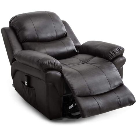 MADISON BROWN DUAL RISE LEATHER RECLINER