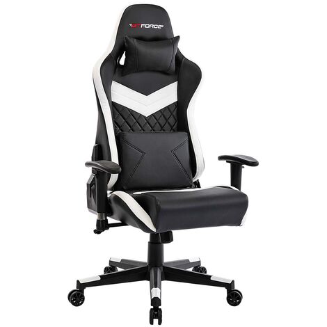 GTFORCE EVO SR RACING RECLINING SWIVEL OFFICE GAMING COMPUTER PC LEATHER CHAIR WHITE