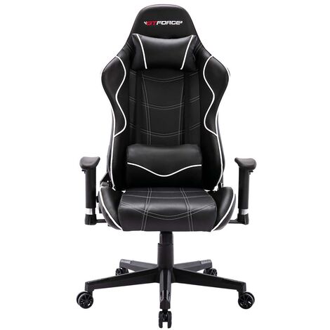 GTFORCE EVO Z RACING RECLINING SWIVEL OFFICE GAMING COMPUTER PC LEATHER CHAIR WHITE