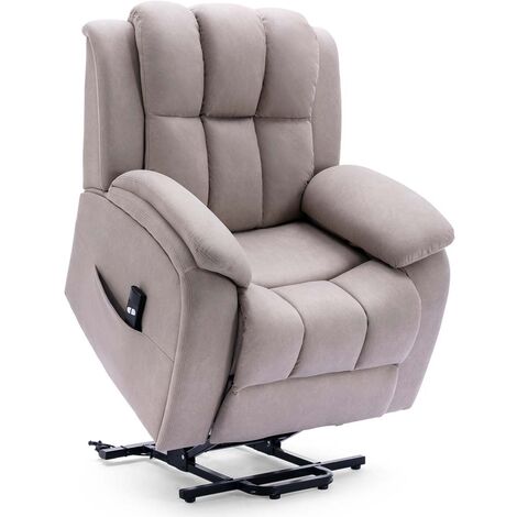 BROOKLINE ELECTRIC FABRIC SINGLE MOTOR RISER RECLINER LIFT MOBILITY TILT CHAIR PUMICE (1/5)
