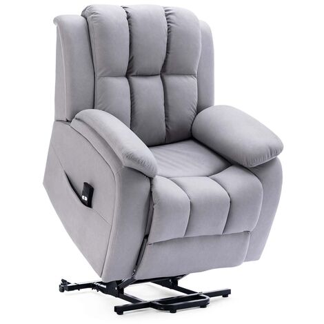 BROOKLINE ELECTRIC FABRIC SINGLE MOTOR RISER RECLINER LIFT MOBILITY TILT CHAIR GREY (1/5)
