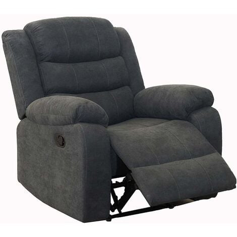 BOSTON MANUAL FABRIC RECLINER SOFA SUITE AMRCHAIR GREY 1 SEATER