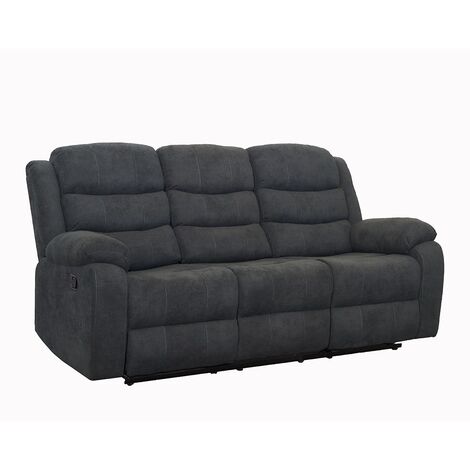 BOSTON MANUAL FABRIC RECLINER SOFA SUITE AMRCHAIR GREY 3 SEATER